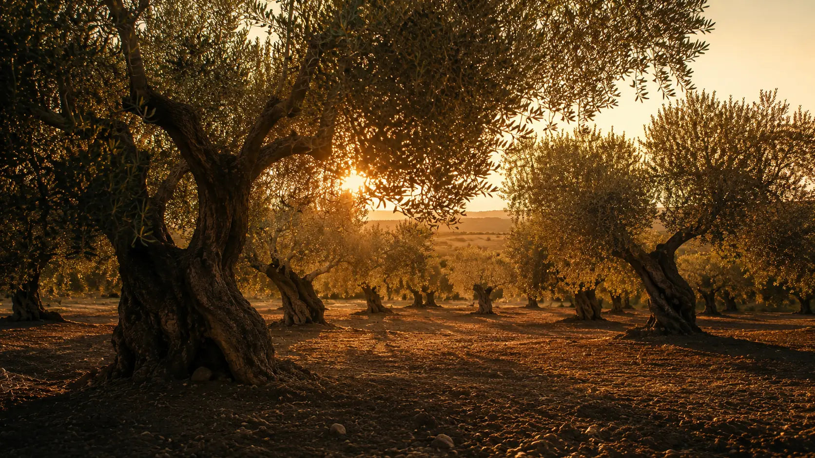 Olivar de Finca La Catalana al atardecer