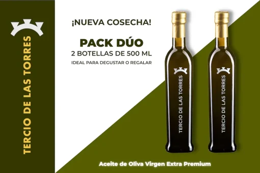 Aceite de oliva virgen extra - Tercio de las Torres – 2 Botellas de cristal de 500ml.